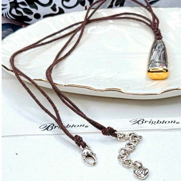 Brighton Loved Gold and silver-plated Brown Corded Necklace - Picture 1 of 9
